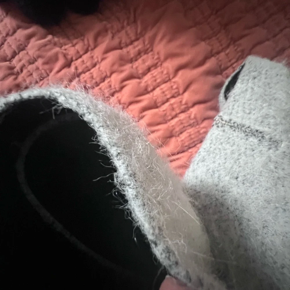 TIBI Fuzzy Open-Toe Mule Heels in Light Gray - Picture 4 of 4